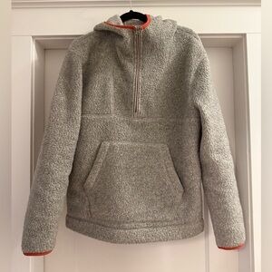Madewell Polartec Thermal Pro Pullover Fleece Hoodie Sherpa Half Zip Cozy Gray